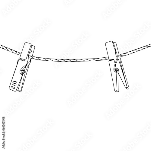 Line with clothespins.