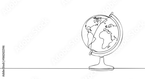 Simple line drawing of a globe, perfect for education and global concepts.
