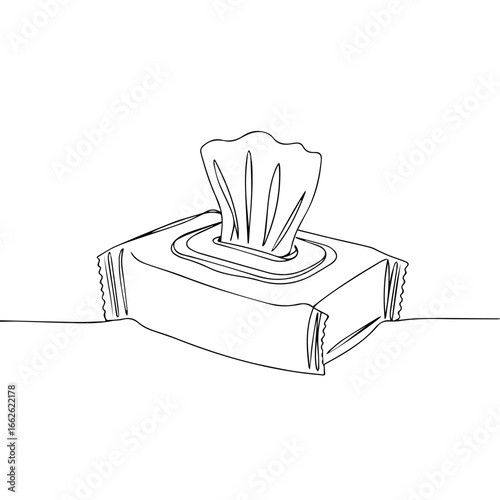 Wet wipes in a minimalist line art illustration.