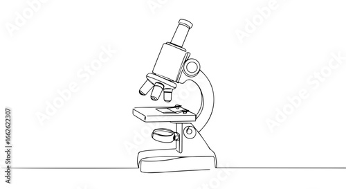 An artistic outline of a microscope, illustrating scientific research and discovery.