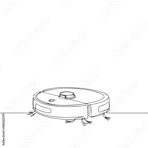 Smart vacuum cleaner in minimalist art.