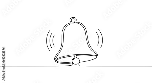 Simple Line Drawing of a ringing Bell.