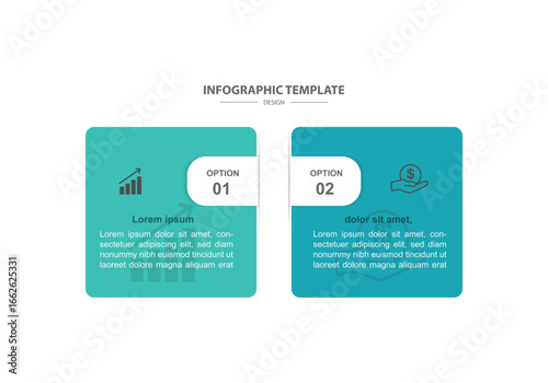design template banner infographic. 2 step process information or presentation with icons
