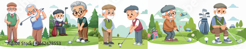 VECTOR GRANDPA PLAYING GOLF
