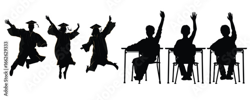 set of dancing people silhouette with chair for festival celebration and lifestyle design