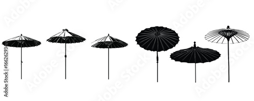 set of traditional umbrella silhouette for festival celebration and cultural decoration design