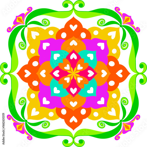 Colorful Floral Mandala Pattern Background 005
