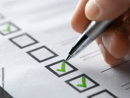 チェックリストに緑色のチェックマークを入れる手