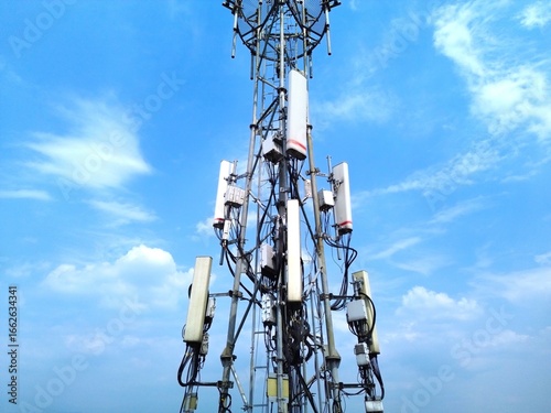 Billede på lærred Modern Telecommunication Cell Tower with 4G 5G Antennas