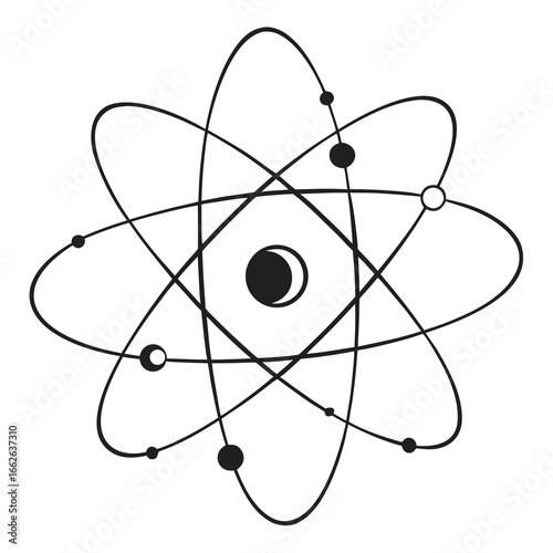 atom symbol on black background