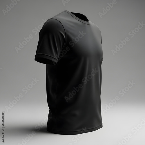 Black T-Shirt Mockup - Side View