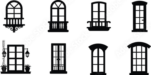 Collection of various window designs isolated