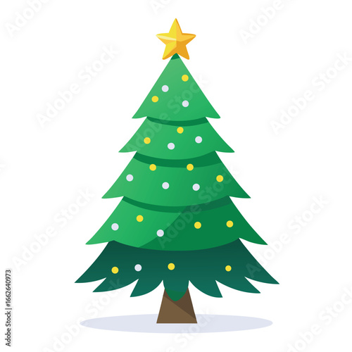 A mystical Christmas tree glowing softly, isolated on a clean background.