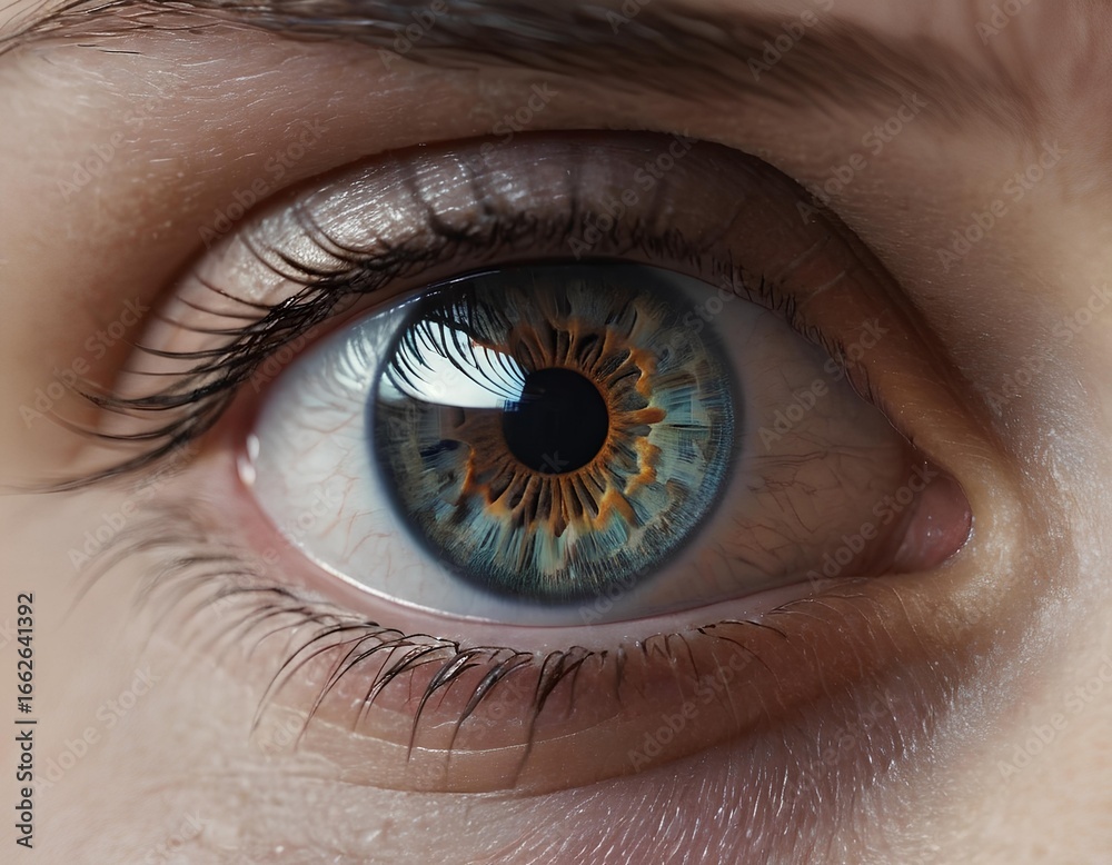 Fototapeta premium Close Up of Human Eye with Blue and Brown Iris Detail