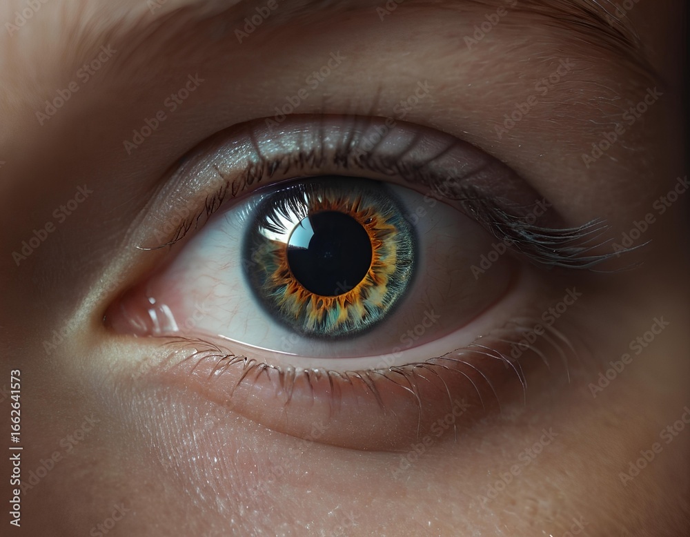Fototapeta premium Close Up of Human Eye with Blue and Brown Iris Detail