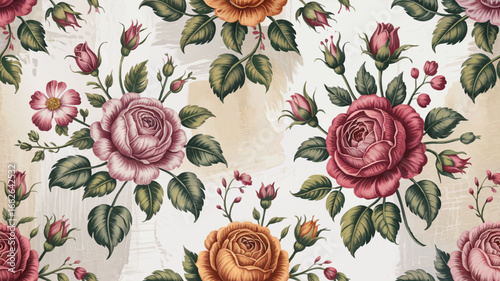 Highly Detailed Vintage Floral Grunge Seamless Pattern For Classic Decorative Background