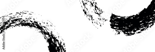 Grunge circles brush set. Black circle frames. Round line of black paint. Grunge round shapes. Circular ink brush stroke fro design elements.