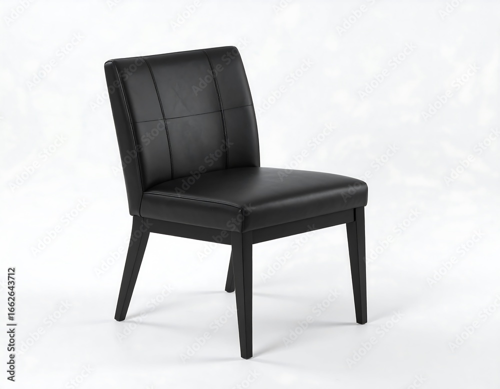Fototapeta premium Modern black leather dining chair offers elegant seating for sophisticated dining rooms and stylish restaurants