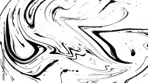 Black and white liquid texture. Watercolor hand drawn marbling illustration. Abstract vector background. Monochrome marble pattern.