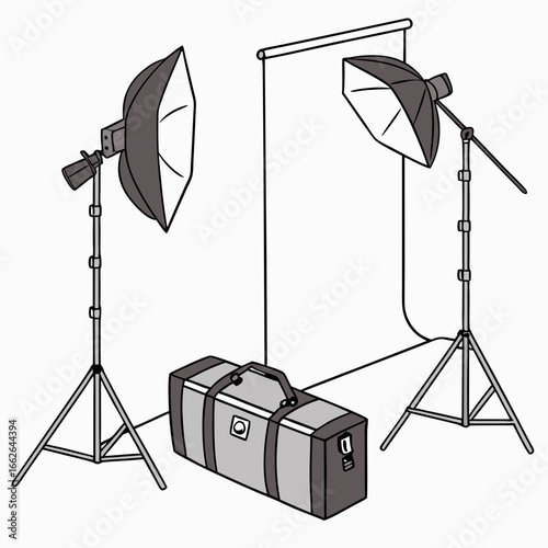 Photography Studio Lighting Setup with Tripods and Carrying Case