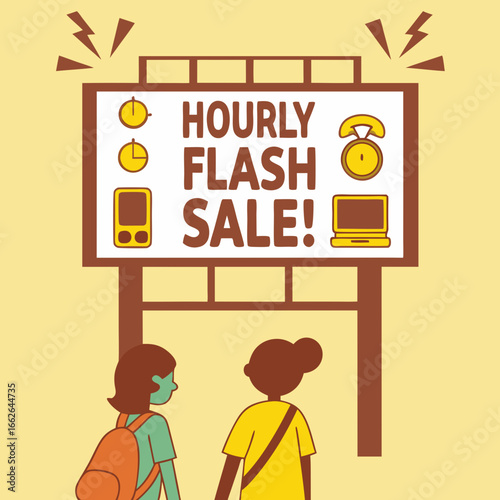 Two Women View Hourly Flash Sale Billboard