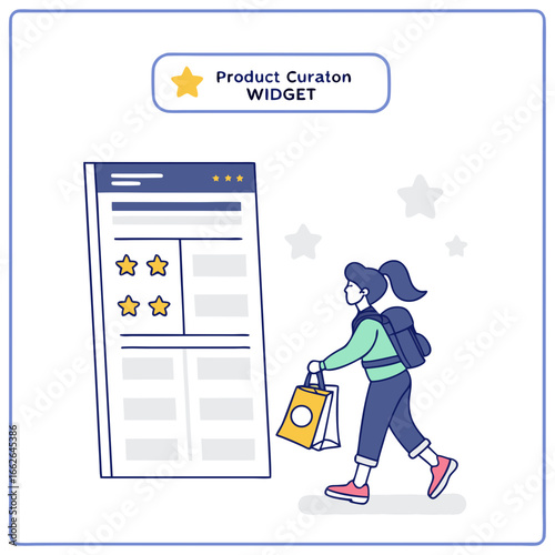 Woman with Shopping Bags Walking Past Product Curation Widget