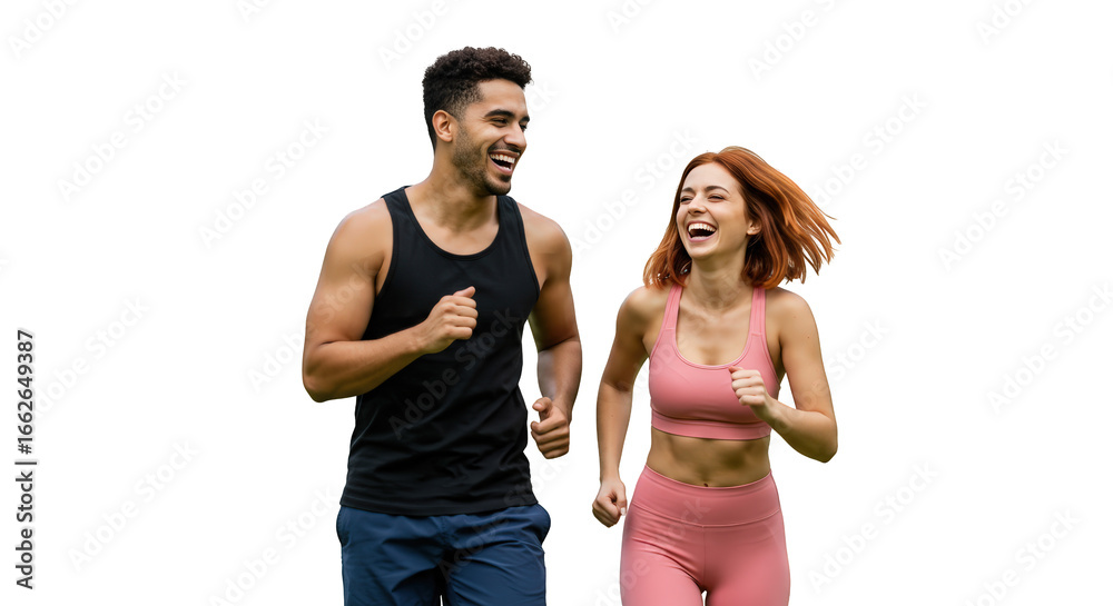 Obraz premium jogging together running couple exercise couple fitness outdoors jogging happy jogging fitness