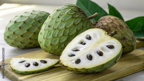 Wallpaper Mural fresh green cherimoya on white background Torontodigital.ca