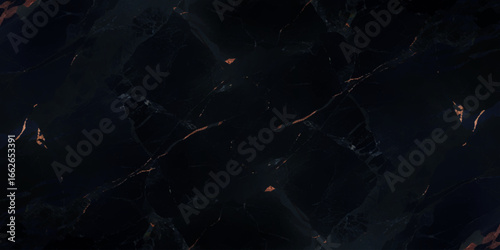 Luxurious marble texture with a predominantly black background and flowing patterns with golden veins running through it, creating a striking contrast.	