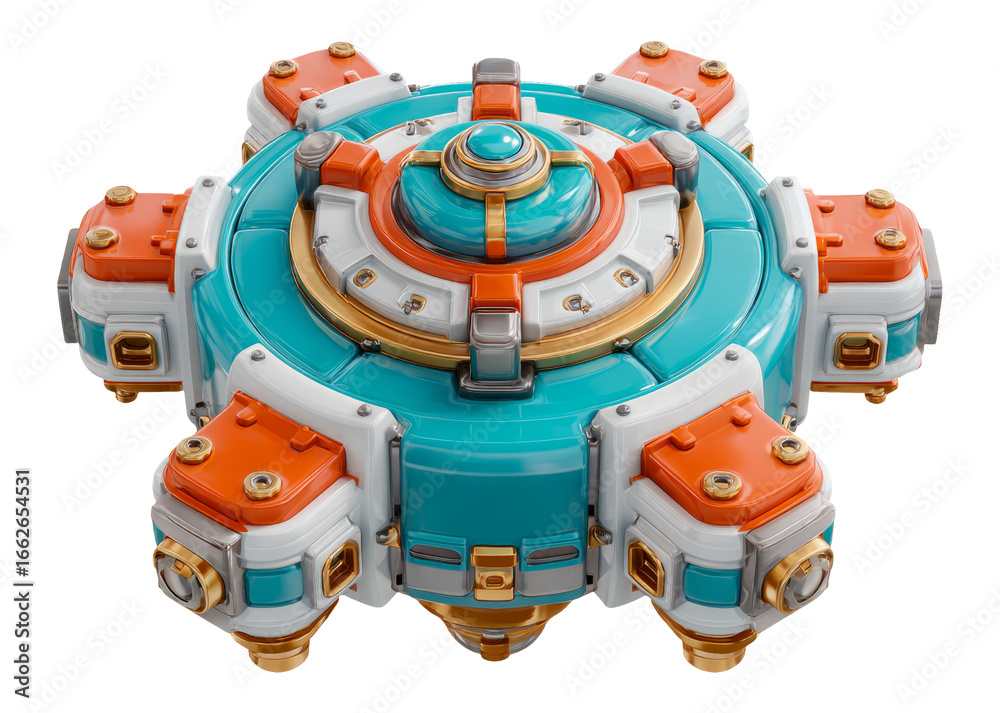 Fototapeta premium 3D Glossy Space Station Centerpiece on Transparent Background