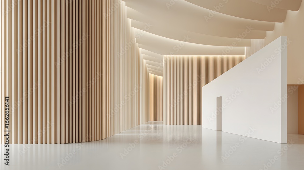 Fototapeta premium Modern Minimalist Wooden Wall Interior Design