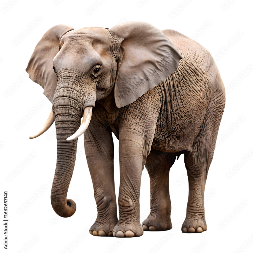 Fototapeta premium Elephant large wild mammal PNG icon isolated with transparent background