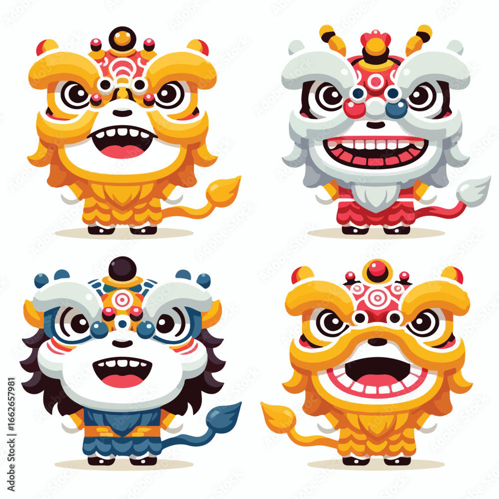 Naklejka premium Cheerful lion dance head