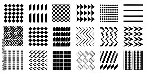 Collection of Black and White Geometric Patterns and Shapes