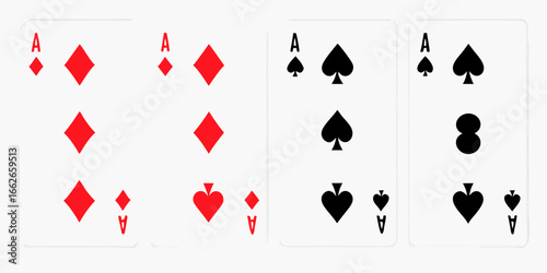 Four Aces playing cards with variations on white background