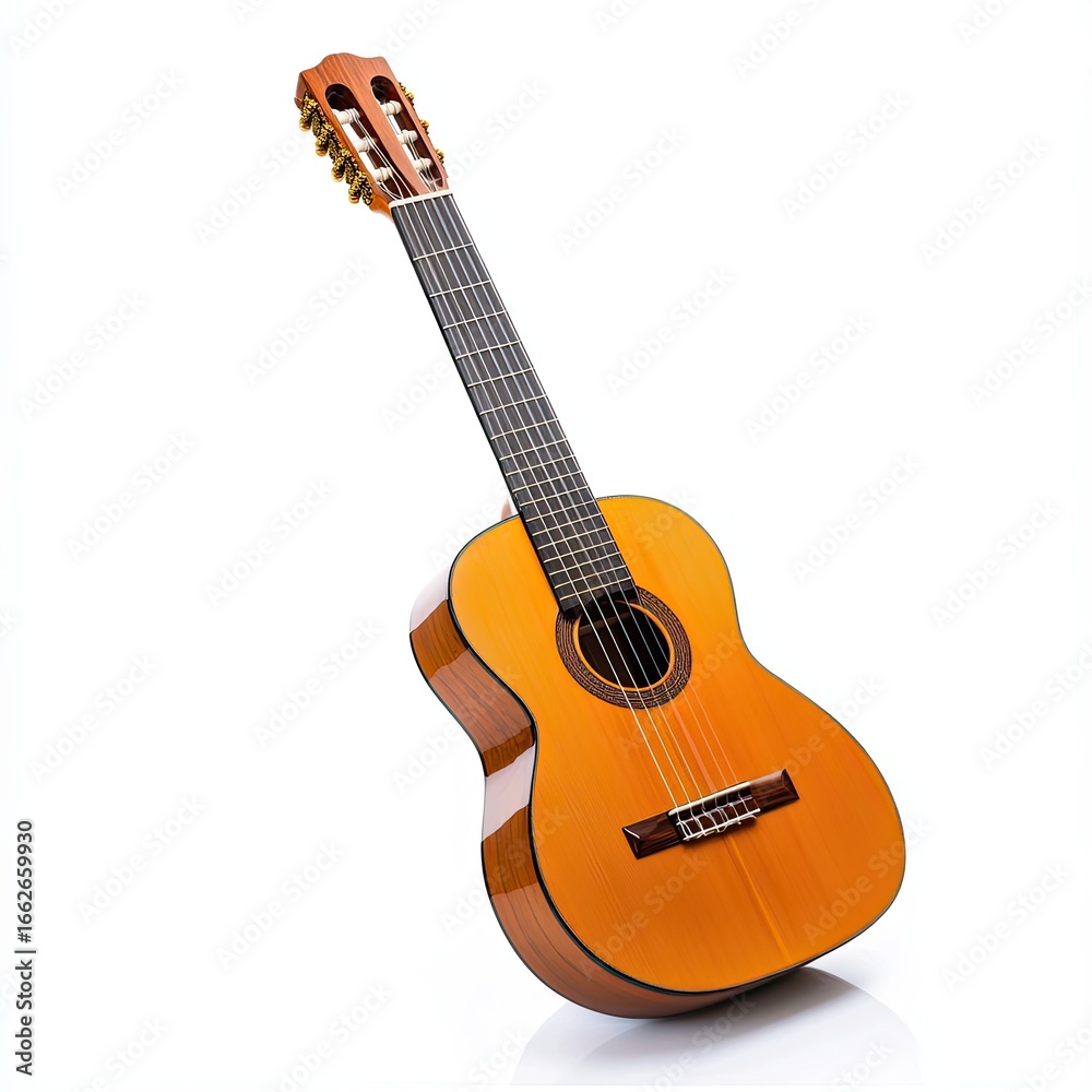 Obraz premium Classical guitar, light orange/tan, angled view
