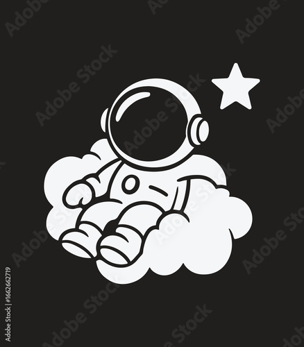  Cute Astronaut on Cloud T-Shirt | Minimal Dreamy Space Tee