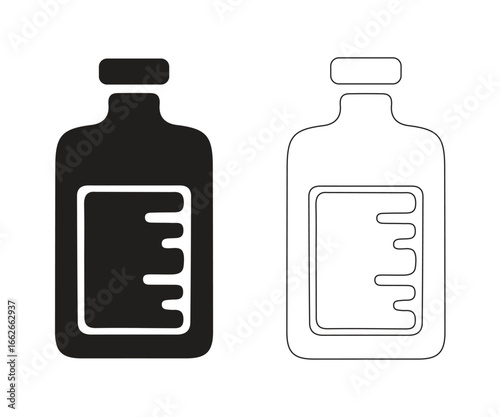 Set of glass bottles icon on a white background. a minimalist silhouette glass bottle. medicine bottle with cork