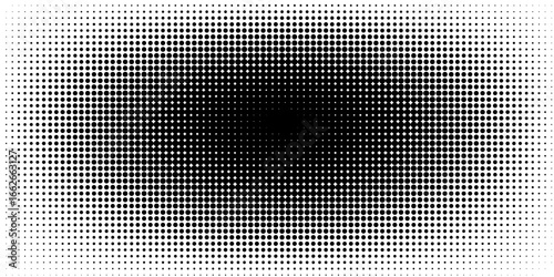Grunge halftone gradient background. Faded dotted grit noise texture. Black and white rasterized sand wallpaper. Retro pixelated bitmap backdrop.