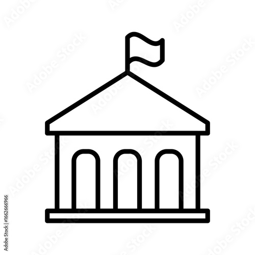 Government Building Icon – Public Institution Line Vector Illustration.