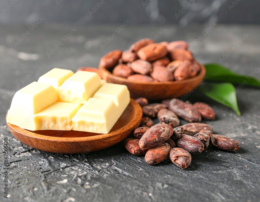 Obraz premium White chocolate and cacao beans