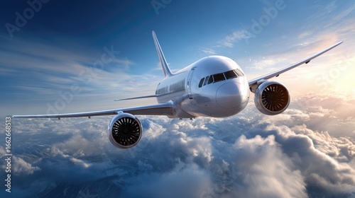 Airplane Flying Above the Clouds
