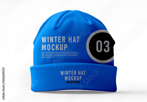 Winter Knit Beanie Hat Mockup Template