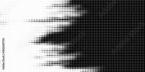 Set of halftone dots gradient pattern texture isolated on white background. Straight dotted spots using halftone circle dot raster texture. Vector blot half tone collection.