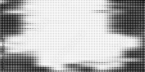 Halftone faded gradient texture. Grunge halftone grid background. White and black sand noise wallpaper. Retro pixelated vector backdrop