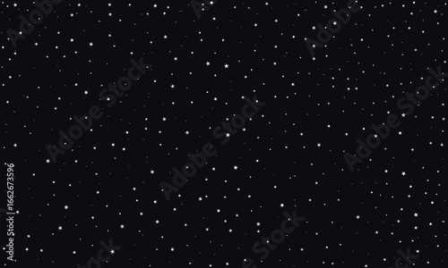 Midnight Snowfall Christmas Star Colors. White, Gray and Frost Blue on Night Sky Black-Blue Background