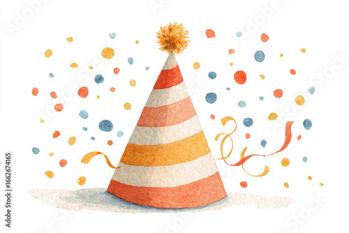 Party mood festive watercolor illustration of celebration with confetti