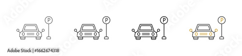 Parking Facilities icon set in outline style with various sizes