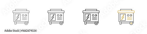Generator icon set in outline style with various sizes