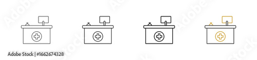 Receptionist icon set in outline style with various sizes